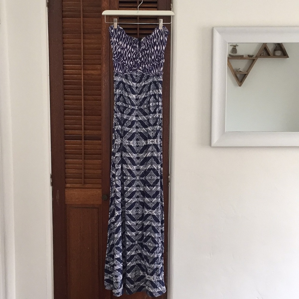 Guess Boho Strapless Ikat Maxi Dress